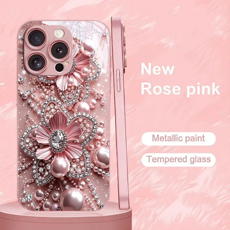 **Coque Fleur Rose Perle – iPhone 11 à 17 Pro Max** 🌸✨