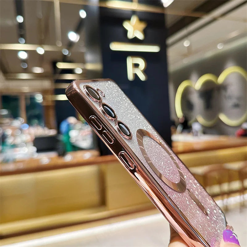 **Coque Crossbody Pailletée – Galaxy S21 à S25 Edge** ✨📱