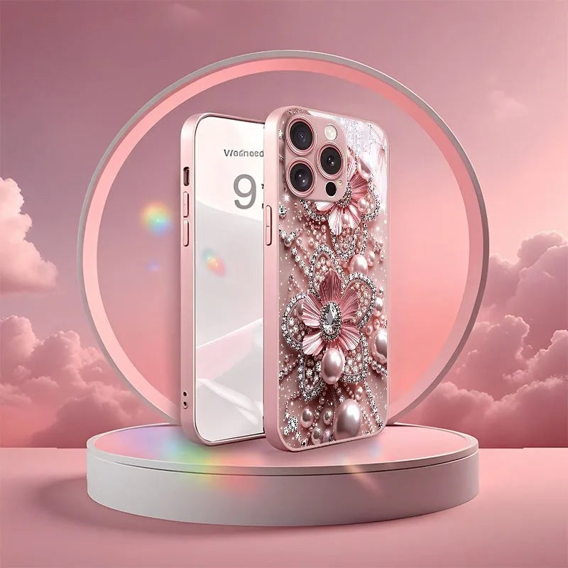 **Coque Fleur Rose Perle – iPhone 11 à 17 Pro Max** 🌸✨