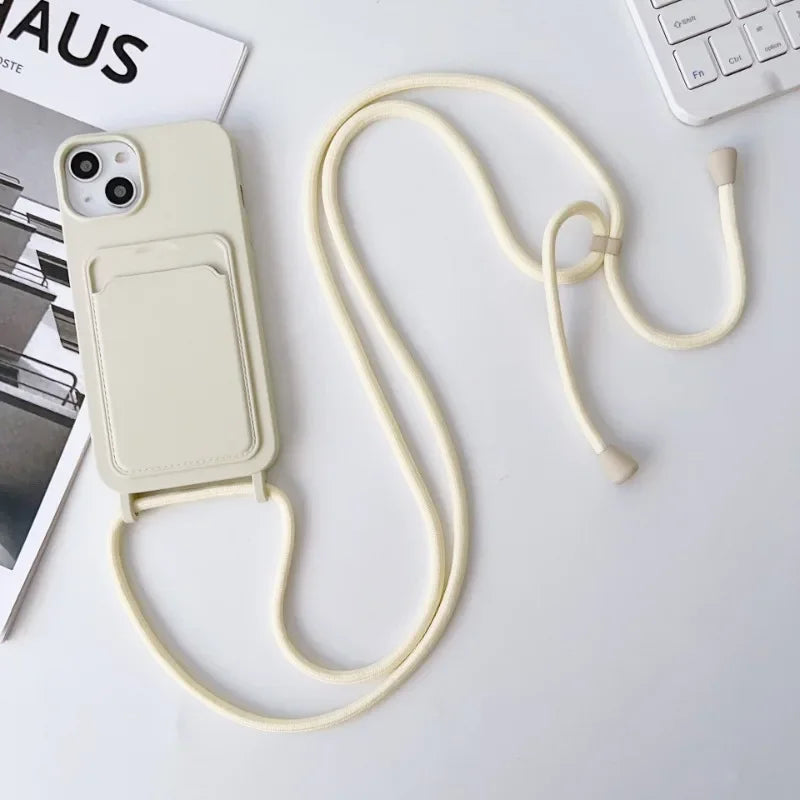 **Coque Crossbody Porte-Carte & Cordon** 📱✨