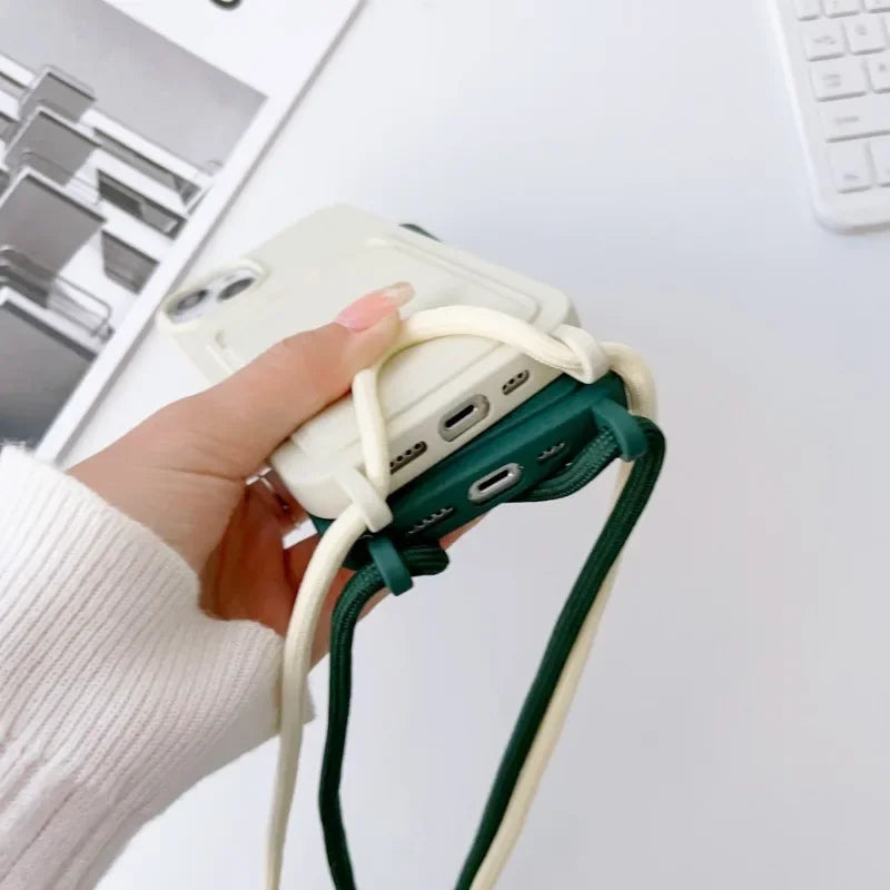 **Coque Crossbody Porte-Carte & Cordon** 📱✨