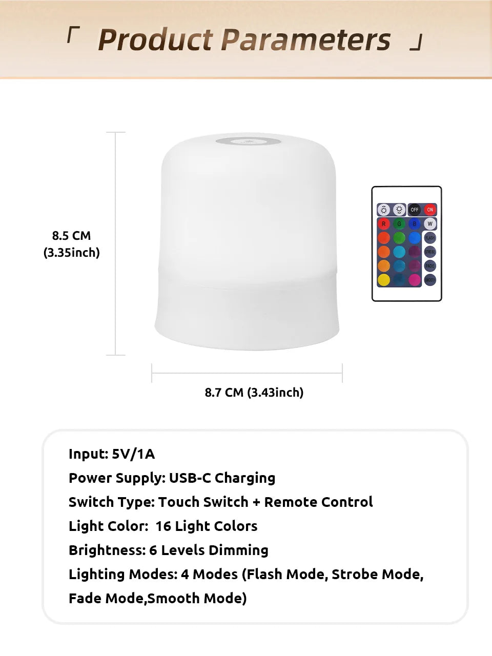 **Lampe Tactile RGB Rechargeable – Télécommande Incluse** 🌈✨