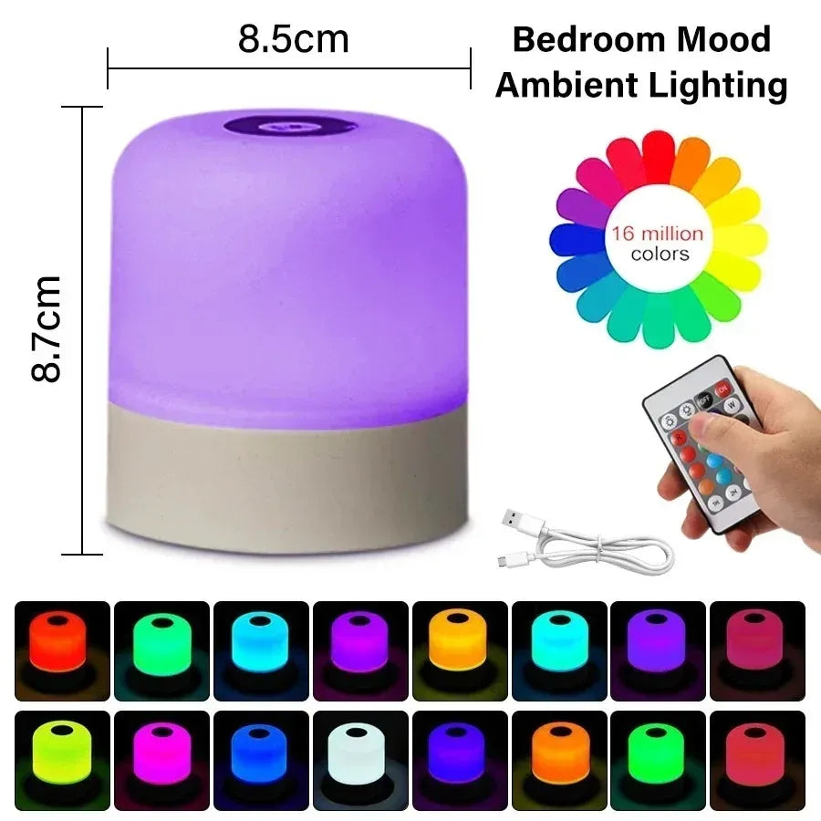 **Lampe Tactile RGB Rechargeable – Télécommande Incluse** 🌈✨
