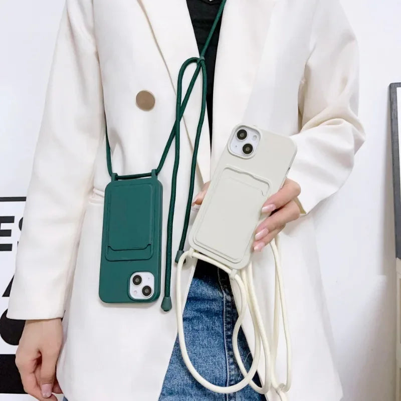 **Coque Crossbody Porte-Carte & Cordon** 📱✨